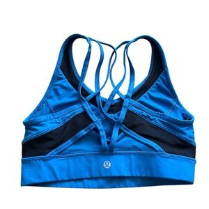Lululemon Blue Strappy Mesh Back Sports Yoga Unpadded Bra Size 6